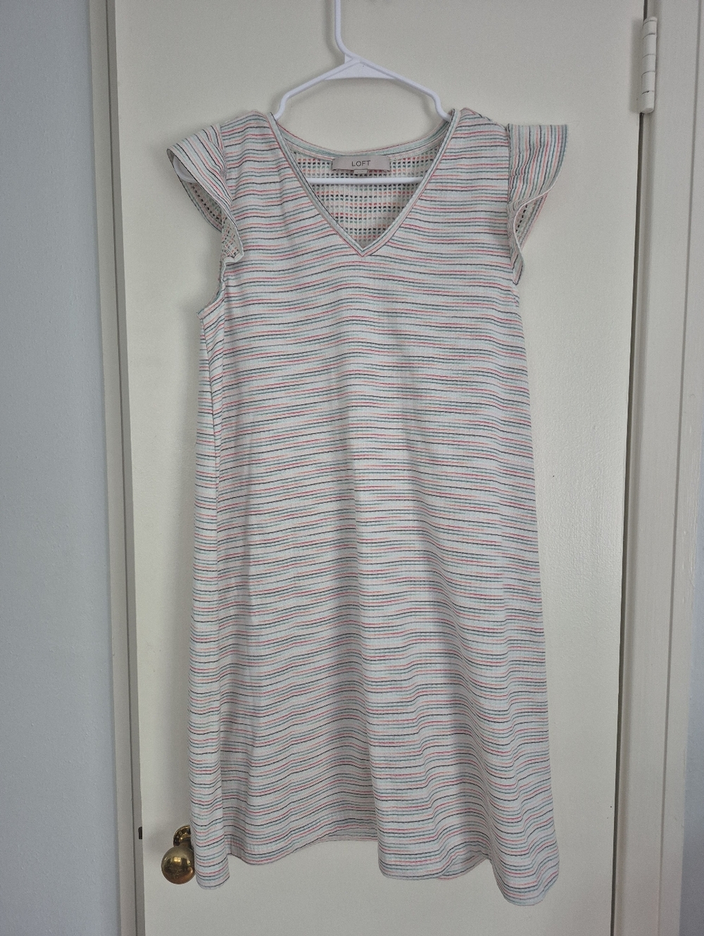 Loft White Striped Dress